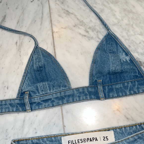 Filles A Papa denim micro shorts set jeans 25 XS - Picture 5 of 6